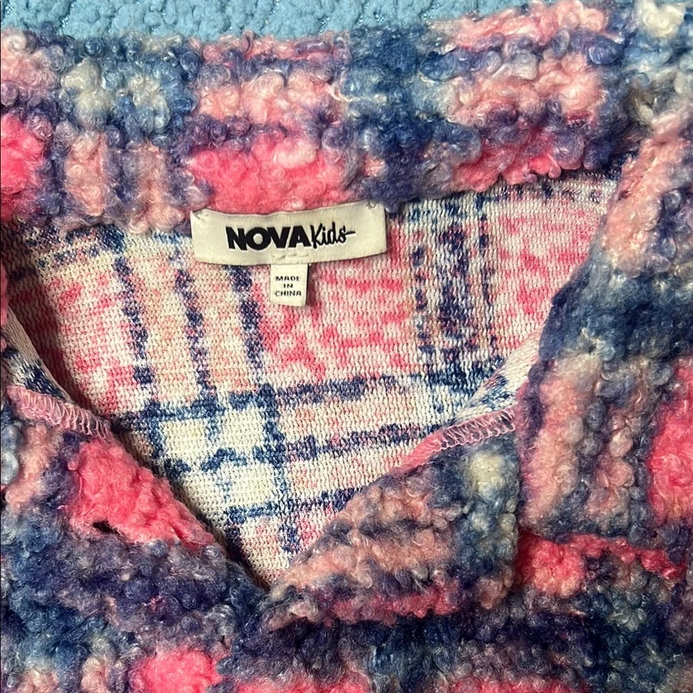 Fashion Nova Kids Pink and Blue Plaid Jacket - Picture 2 of 6